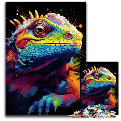 Malen Farbe Chamäleon Kunst-Puzzles für Erwachsene 1000 Puzzles für Erwachsene für Reiseliebhaber und Paare anspruchsvolles Spielzeug 1000 Teile (75 x 50 cm) von CYSEHKRBL