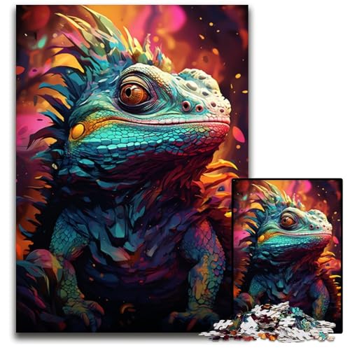 Malen Farbe Chamäleon-Puzzle 1000 Teile für Erwachsene Holzpuzzle perfekt für Familienfeiern Geburtstage Feiertage 1000 Teile (75 x 50 cm) von CYSEHKRBL