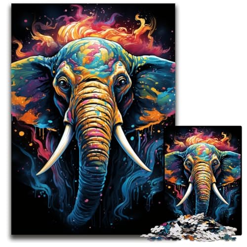 Malen Farbe Elefant Puzzle 1000 Teile anspruchsvolle Puzzles Muttertag Geburtstage Weihnachten 1000 Teile (75 x 50 cm) von CYSEHKRBL