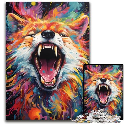 Malen Farbe Fuchs Puzzle 1000 Teile für Erwachsene Holzpuzzle Denkspiel für Teenager und Familieninteraktion 1000 Teile (75 x 50 cm) von CYSEHKRBL