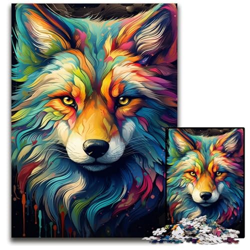 Malen Farbe Fuchs Puzzles für 1000 Teile schwierige Puzzles für Erwachsene anspruchsvolles Denkspiel entspannendes Spielzeug für Teenager 1000 Teile (38 x 26 cm) von CYSEHKRBL