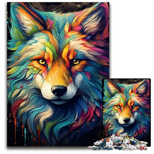 Malen Farbe Fuchs Puzzles für 1000 Teile schwierige Puzzles für Erwachsene anspruchsvolles Denkspiel entspannendes Spielzeug für Teenager 1000 Teile (75 x 50 cm) von CYSEHKRBL