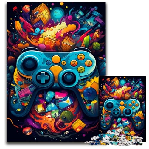 Malen Farbe Gamepad-Puzzle 1000 Teile für Erwachsene Holzpuzzle Eltern Liebhaber Freunde Alter 1000 PCS (75 x 50 cm) von CYSEHKRBL