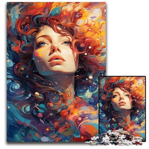 Malen Farbe Mädchen Puzzles für 1000 Teile Holzpuzzles Bunte Heimdekoration und interaktives Familienspiel 1000 Teile (75 x 50 cm) von CYSEHKRBL