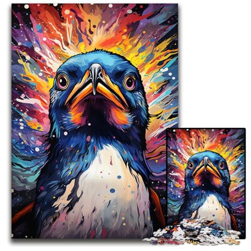 Malen Farbe Pinguin-Puzzles für 1000 Teile Holzpuzzles Bunte Heimdekoration und interaktives Familienspiel 1000 Teile (75 x 50 cm) von CYSEHKRBL