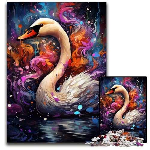 Malen Farbe Schwan Puzzles für Erwachsene 1000 unmögliche Puzzles für Erwachsene für Feiertage Geburtstage und Familienspieleabende 1000 Teile (75 x 50 cm) von CYSEHKRBL