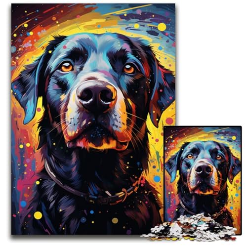 Malen Farbe Sternenhimmel Hund Puzzle für Erwachsene 1000 Teile Holzpuzzle Weihnachten Halloween Ostern Neujahr 1000 PCS (75 x 50 cm) von CYSEHKRBL