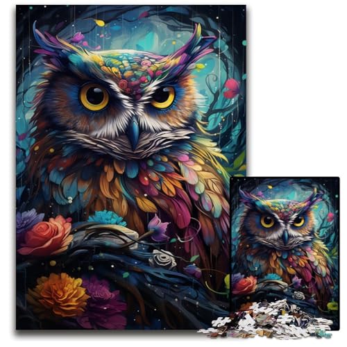 Malen Farbe Tier Eule Puzzle 1000 Teile Holzpuzzle interaktives Familienspiel Bastelgeschenk mit farbenfrohen Kunstwerken 1000 Teile (75 x 50 cm) von CYSEHKRBL