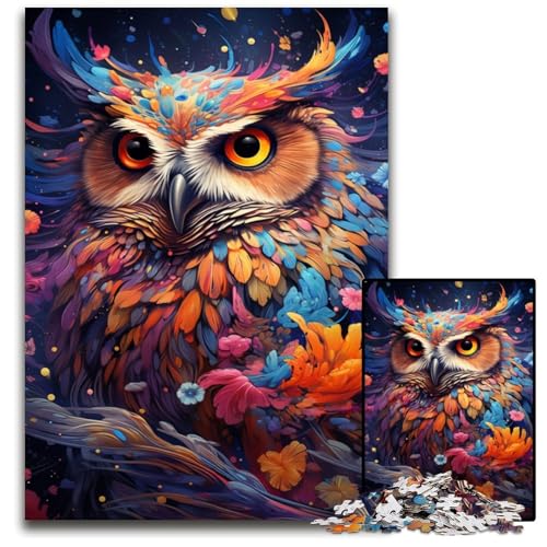Malen Farbe Tier Eule Puzzle 1000 Teile Puzzle für Erwachsene Denksportaufgabe und Heimdekoration 1000 Teile (75 x 50 cm) von CYSEHKRBL
