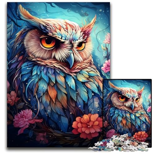 Malen Farbe Tier-Eulen-Puzzles für 1000 Teile schwierige Puzzles für Erwachsene anspruchsvolles Denkspiel entspannendes Spielzeug für Teenager 1000 Teile (75 x 50 cm) von CYSEHKRBL