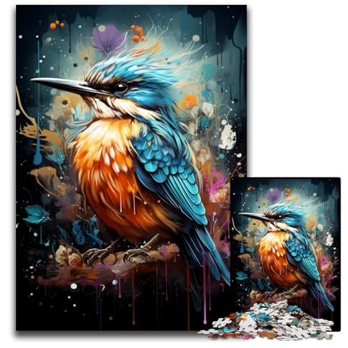 Malen Farbe Vogel 1000-teiliges Puzzle unmögliches Puzzle für Erwachsene Denksportaufgabe Spiel für Erwachsene interaktive Aktivität für die ganze Familie 1000 Teile (75 x 50 cm) von CYSEHKRBL