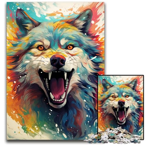 Malen Farbe Wolf 1000-teiliges Puzzle schwierige Puzzles für Erwachsene Familie interaktives Spiel Bastelgeschenk mit farbenfrohen Kunstwerken 1000 Teile (75 x 50 cm) von CYSEHKRBL
