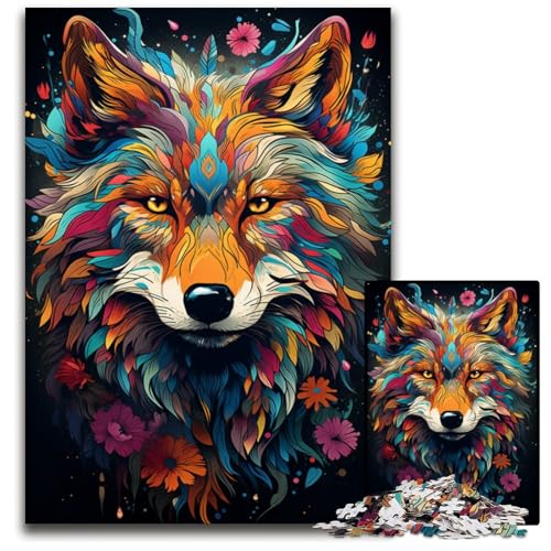 Malen Farbe Wolf 1000-teiliges Puzzle schwierige Puzzles für Erwachsene Geburtstagsgeschenkidee anspruchsvolles Denkspiel 1000 Teile (75 x 50 cm) von CYSEHKRBL