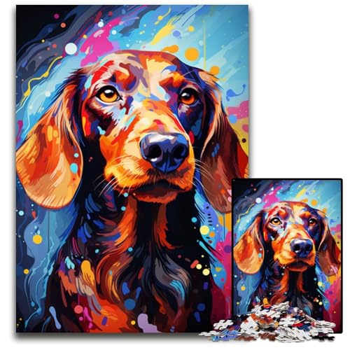 Malen Sie Bunte Dackel-Puzzles für 1000-teilige Holzpuzzles. Bunte Heimdekoration und interaktives Familienspiel 1000 PCS (75 x 50 cm) von CYSEHKRBL