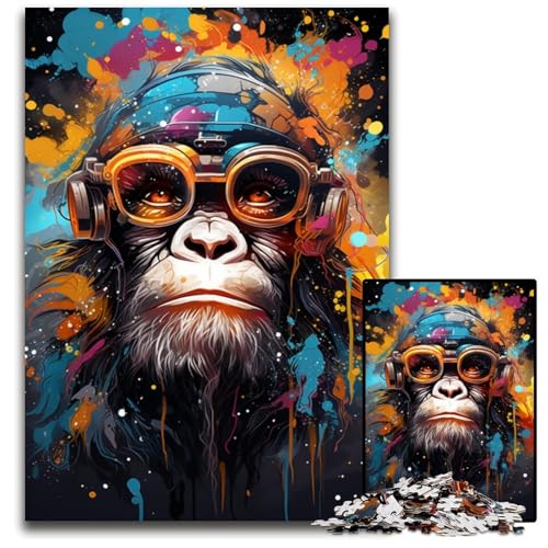 Malen Sie Bunte Orang-Utan-Boss-Puzzles für 1000 Teile. Schwierige Puzzles für Erwachsene. Herausforderndes Denkspiel. Entspannendes Spielzeug für Teenager. 1000 Teile (75 x 50 cm) von CYSEHKRBL