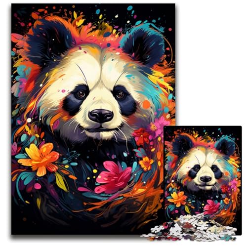 Malen Sie Bunte Panda-Kunstpuzzles für 1000-teilige Holzpuzzles perfekt für Teenager und Sammler ideale Heimdekoration und Reisegeschenk 1000 PCS (75 x 50 cm) von CYSEHKRBL