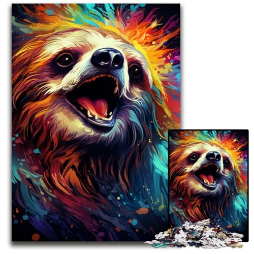 Malen buntes Faultier-Kunstpuzzle 1000 Teile anspruchsvolle Puzzles Muttertag Geburtstage Weihnachten 1000 Teile (75 x 50 cm) von CYSEHKRBL