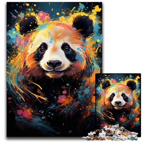 Malen buntes Panda-Kunst-Puzzle 1000 Teile für Erwachsene Puzzles für Teenager und Familien Spaß zum Selbermachen Denkspiel Geschenk 1000 Teile (38 x 26 cm) von CYSEHKRBL