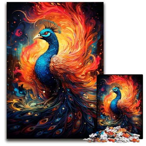 Malen buntes Pfauen-Puzzle 1000 Teile Holzpuzzle interaktives Familienspiel Bastelgeschenk mit farbenfrohen Kunstwerken 1000 Teile (75 x 50 cm) von CYSEHKRBL