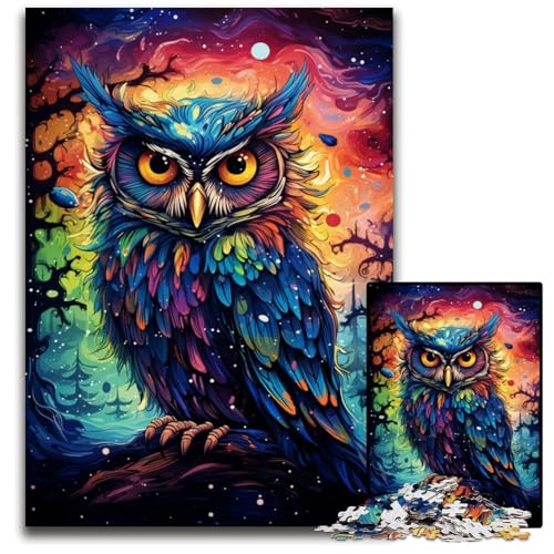 Malen buntes Planeten-Eulen-Puzzle 1000 Teile Puzzle für Erwachsene Denksportaufgabe und Heimdekoration 1000 Teile (75 x 50 cm) von CYSEHKRBL