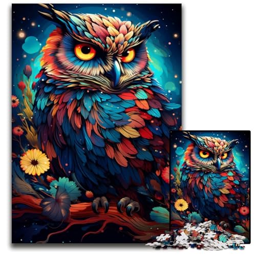 Malen buntes Planeten-Eulen-Puzzle 1000 Teile für Erwachsene Holzpuzzle Eltern Liebhaber Freunde Alter 1000 PCS (75 x 50 cm) von CYSEHKRBL