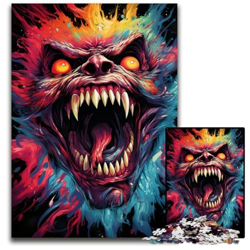 Malen buntes Puzzle mit bösem Dämon 1000 Teile Puzzle für Erwachsene für Teenager und Jugendliche ideales Geburtstags 1000 Teile (75 x 50 cm) von CYSEHKRBL