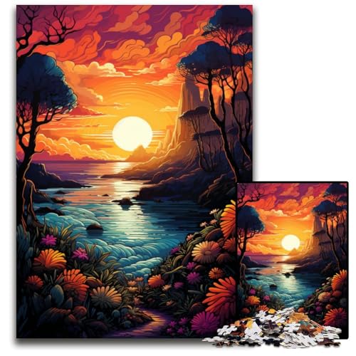 Malen buntes Strand-Puzzle 1000 Teile für Erwachsene Holzpuzzle Denkspiel für Teenager und Familieninteraktion 1000 Teile (75 x 50 cm) von CYSEHKRBL