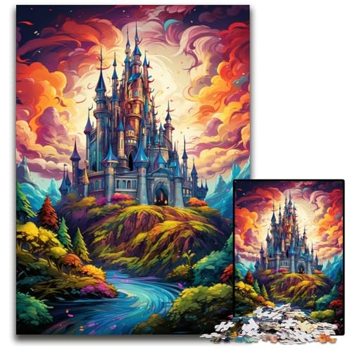 Malen buntes Waldschloss 1000-teiliges Puzzle Geschenke schwierige Puzzles für Erwachsene anspruchsvolles Denkspiel für Teenager Familienspaß interaktives Spiel 1000 Teile (75 x 50 cm) von CYSEHKRBL