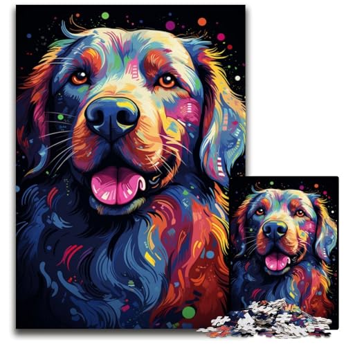 Malen farbenfrohe Kunst Hunde-Puzzles für 1000 Teile Holzpuzzles perfekt für Teenager und Sammler ideale Heimdekoration und Reisegeschenk 1000 Teile (75 x 50 cm) von CYSEHKRBL