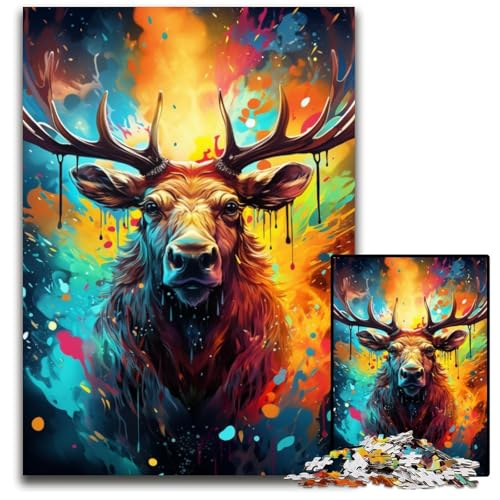 Malen und Malen Elch-Puzzle 1000 Teile für Erwachsene Papierpuzzle perfekt für Familienfeiern Geburtstage Feiertage 1000 Teile (38 x 26 cm) von CYSEHKRBL