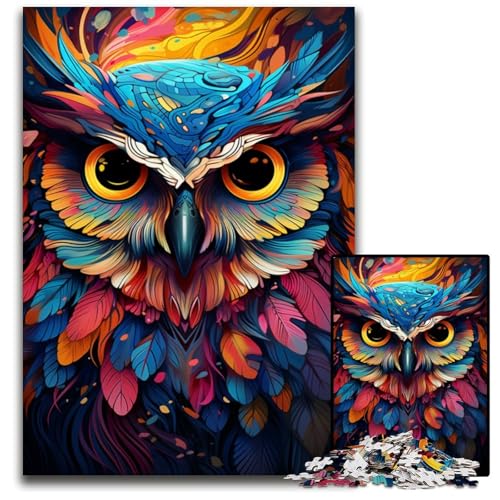 Malen und Malen Eulen-Puzzle 1000 Teile für Erwachsene Holzpuzzle perfekt für Familienfeiern Geburtstage Feiertage 1000 Teile (75 x 50 cm) von CYSEHKRBL