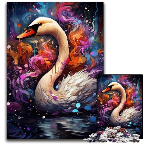 Malen und Malen Farbe Schwan Puzzle für Erwachsene 1000 Teile Papier Puzzles für Erwachsene interaktives Familienspiel DIY Heimdekoration Gehirn-Herausforderung Geschenk 1000 Teile (38 x 26 cm) von CYSEHKRBL