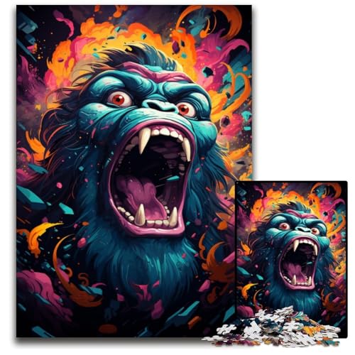Malen und Malen Orang-Utan-Puzzle 1000 Teile für Erwachsene Puzzles für Erwachsene Familienaktivität Denksportaufgabe Heimdekoration 1000 Teile (38 x 26 cm) von CYSEHKRBL