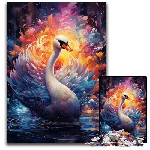 Malen und Malen Schwanen-Puzzle 1000 Teile für Erwachsene schwierige Puzzles für Erwachsene Spaß für zu Hause Aktivitäten Geburtstagsgeschenk Reisegeschenke 1000 Teile (38 x 26 cm) von CYSEHKRBL