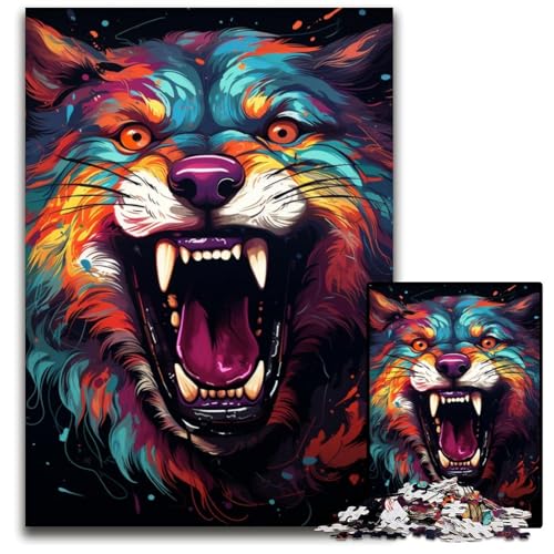 Malen und Malen Wolf-Puzzle 1000 Teile für Erwachsene Papierpuzzle Denkspiel für Teenager und Familieninteraktion 1000 Teile (38 x 26 cm) von CYSEHKRBL