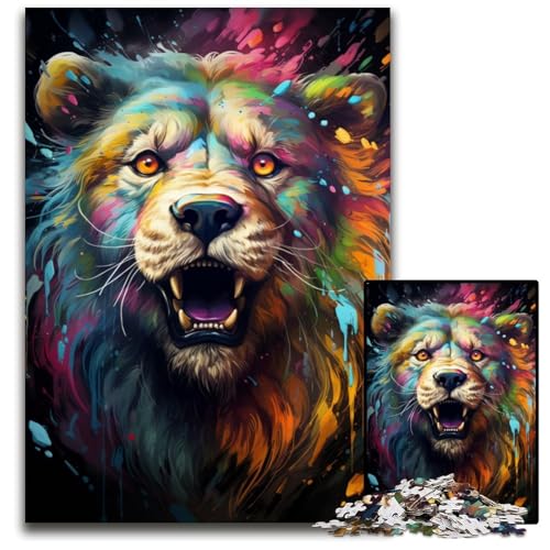 Malen und Malen mit Löwen 1000-teiliges Puzzle schwierige Puzzles für Erwachsene Geburtstagsgeschenkidee anspruchsvolles Denkspiel 1000 Teile (75 x 50 cm) von CYSEHKRBL