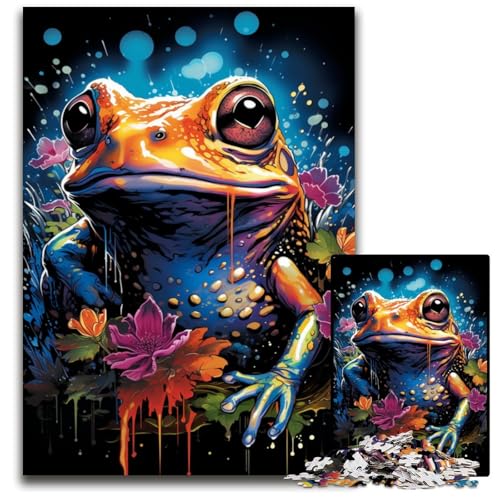 Malen und Malen von Frosch-Puzzles für 1000 Teile aus Holz. Bunte Heimdekoration und interaktives Familienspiel 1000 Teile (75 x 50 cm) von CYSEHKRBL