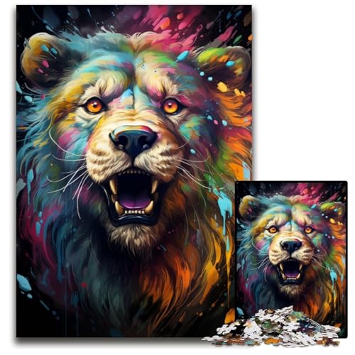 Malen und Malen von Löwen-Puzzles für 1000-teilige Papierpuzzles perfekt für Teenager und Sammler ideale Heimdekoration und Reisegeschenk 1000 Teile (38 x 26 cm) von CYSEHKRBL