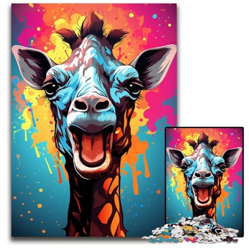 Malen und Malen: Giraffen-Puzzle 1000 Teile Puzzle für Erwachsene Denksportaufgabe und Heimdekoration 1000 Teile (75 x 50 cm) von CYSEHKRBL