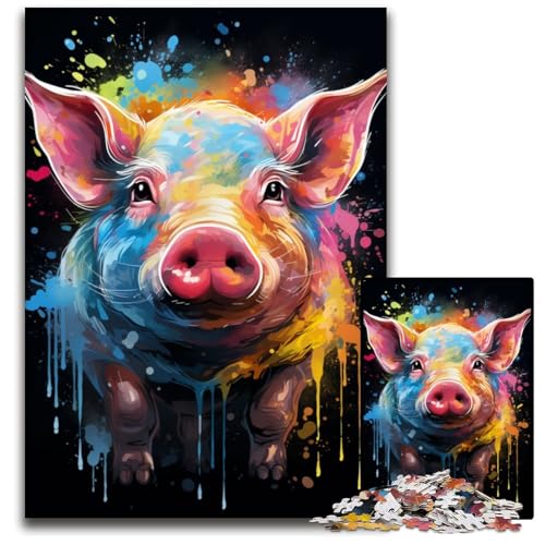 Malen und Malen: Puzzle mit 1000 Teilen Schweinchen-Puzzle für Erwachsene Denksportaufgabe und Heimdekoration 1000 Teile (75 x 50 cm) von CYSEHKRBL