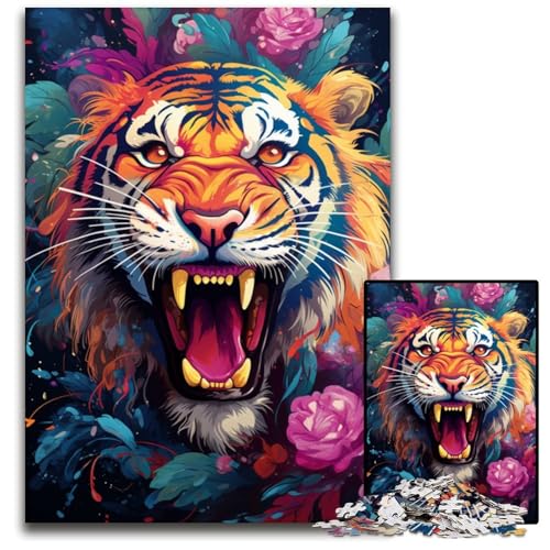 Malen und Malen: Tiger-Puzzle 1000 Teile Holzpuzzle interaktives Familienspiel Bastelgeschenk mit farbenfrohen Kunstwerken 1000 Teile (75 x 50 cm) von CYSEHKRBL