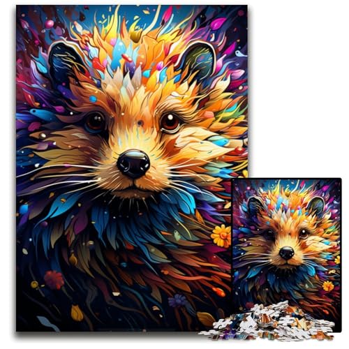 Malen von Buntem Igel-Puzzle 1000 Teile Puzzle für Erwachsene Denksportaufgabe und Heimdekoration 1000 Teile (75 x 50 cm) von CYSEHKRBL