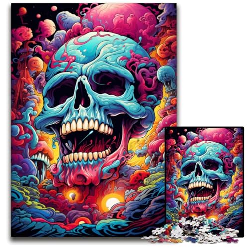 Malen von Buntem Totenkopf-Puzzle mit 1000 Teilen Puzzle für Erwachsene Denksportaufgabe und Heimdekoration 1000 Teile (75 x 50 cm) von CYSEHKRBL