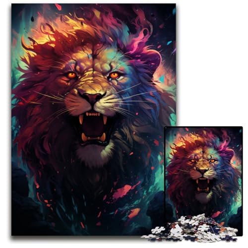 Malen von Fantasy Magic Lion Puzzles für 1000 Teile schwierige Puzzles für Erwachsene anspruchsvolles Denkspiel entspannendes Spielzeug für Teenager 1000 Teile (75 x 50 cm) von CYSEHKRBL