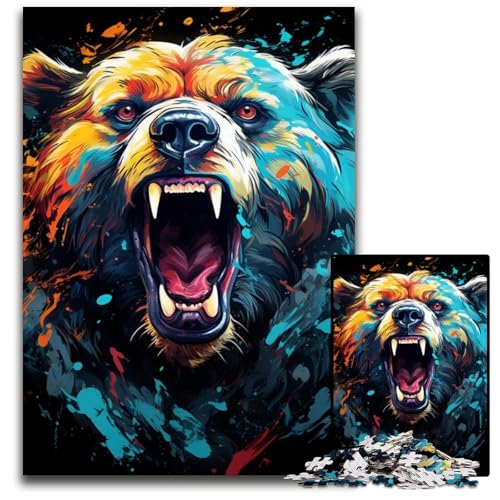 Malen von bunten Bären Kunst 1000-teiliges Puzzle schwierige Puzzles für Erwachsene Geburtstagsgeschenkidee anspruchsvolles Denkspiel 1000 Teile (38 x 26 cm) von CYSEHKRBL