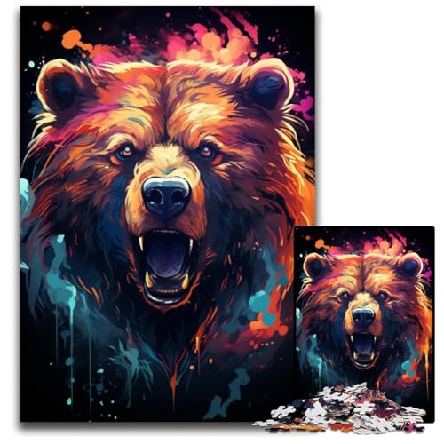 Malen von bunten Bären Puzzle 1000 Teile für Erwachsene Puzzle für Teenager und Familien Spaß zum Selbermachen Denkspiel Geschenk 1000 Teile (38 x 26 cm) von CYSEHKRBL