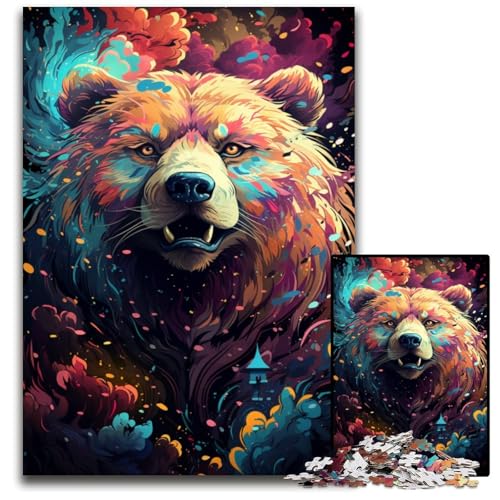 Malen von bunten Bären-Puzzles für 1000 Teile aus Holz. Bunte Heimdekoration und interaktives Familienspiel 1000 Teile (75 x 50 cm) von CYSEHKRBL