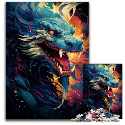 Malen von bunten Drachen 1000-teiliges Puzzle unmögliches Puzzle für Erwachsene Denksportaufgabe Spiel für Erwachsene interaktive Familienaktivität 1000 Teile (75 x 50 cm) von CYSEHKRBL