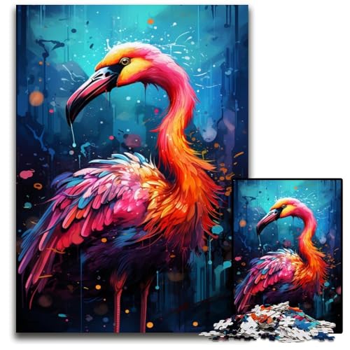 Malen von bunten Flamingos Puzzle 1000 Teile anspruchsvolle Puzzles Muttertag Geburtstage Weihnachten 1000 Teile (38 x 26 cm) von CYSEHKRBL