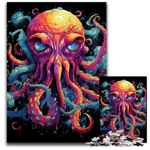 Malen von bunten Oktopus-Puzzles 1000 Teile für Erwachsene Puzzles für Teenager und Familien Spaß zum Selbermachen Denkspiel Geschenk 1000 PCS (38 x 26 cm) von CYSEHKRBL
